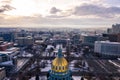 Colorado State Capitol Building & the City of Denver Colorado at Sunset. Rocky Mountains on the Horizon Royalty Free Stock Photo