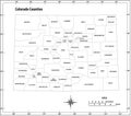 Colorado state outline administrative and political vector map in black and white