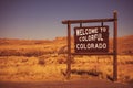 Colorado State Welcome Sign Royalty Free Stock Photo