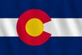 Colorado US state flag with waving effect, official proportion