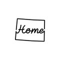 Colorado US state outline map with the handwritten HOME word. Continuous line drawing of patriotic home sign Royalty Free Stock Photo
