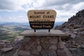 Summit sign of Mount Evans, a 14er mountain in the Arapaho and Roosevelt National Forest