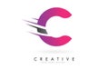 C Letter Logo with Pink and Grey Colorblock Design and Creative Cut.