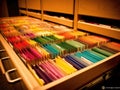 Colorcoded file folders in filing cabinet drawer