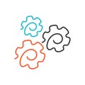 Colore gears icon vector, flat design best vector icon. drawn by hand gear icon. line graphics. Stock Vector illustration isolated