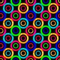 Colored abstract psychedelic geometric circles seamless pattern vector illustration Royalty Free Stock Photo