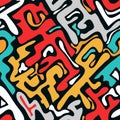 Colored abstract seamless pattern in graffiti style. Quality illustration for your design