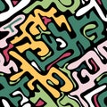 Colored abstract seamless pattern in graffiti style. Quality vector illustration for your design Royalty Free Stock Photo