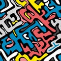 Colored abstract seamless pattern in graffiti style. Quality vector illustration for your design Royalty Free Stock Photo