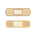 Colored adhesive plaster bandage design set of 2. Simple flat vector illustration icon.