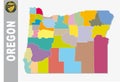 Colored administrative and political vector map of us federal state oregon with seal