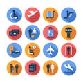 Colored airport icons set Royalty Free Stock Photo