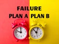 the word FAILURE PLAN A and B. Business concept. Royalty Free Stock Photo