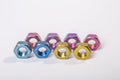 Colored anodized bolts high strength metal fasteners Royalty Free Stock Photo