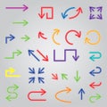 Colored arrows set. Large collection of icons Royalty Free Stock Photo