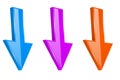 Colored arrows. Shiny 3d DOWN web icons