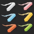 Colored artist chalks, pastel sticks with strokes on blackboard vector set