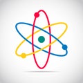 Colored atom icon. Vector illustration.