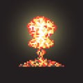 Colored atomic explosion in pixel art with flash