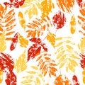 Colored autumn leaves imprint seamless pattern