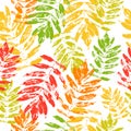 Colored autumn leaves imprint seamless pattern