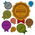 Colored awards badges, certification badges template design