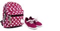 Colored backpack andsneakers,on a white background