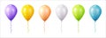 Colored Balloon set isolated on transparent background. Vector 3d realistic festive helium balloons template for Royalty Free Stock Photo