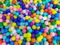 Colored balloons. Blue balloons. Bright background colors. Top view of the many colorful balls in the pool on the indoor Royalty Free Stock Photo