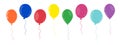 Colored balloons in flat style set vector illustration. Happy birthday banner. Cartoon isolated collection Royalty Free Stock Photo