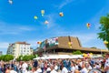 Colored balloons in the sky May 24th Bulgaria Varna square