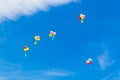 Colored balloons in the sky May 24th Bulgaria Varna square