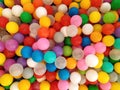 Colored balls. bright background colors. Top view of many colorful balls in the ball pool on the indoor Playground. Texture. Royalty Free Stock Photo