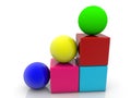 Colored balls on top of colored toy blocks Royalty Free Stock Photo