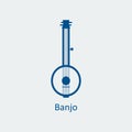 Colored Banjo icon. Silhouette vector icon