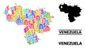 Vector Collage Map of Venezuela of Financial and Business Items