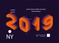 2019 Colored . Banner with 2019 Numbers. Vector New Year illustration.