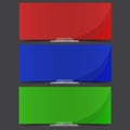 Colored banners with semitransparent stands.