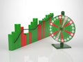 Colored Bar Diagramm with Wheel of Fortune Royalty Free Stock Photo