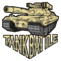 Colored battle tank logo, vector graphics Royalty Free Stock Photo