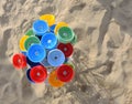 Colored beach ashtrays