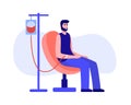 Colored bearded man donating blood in hospital illustration