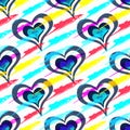 Colored beautiful hearts on the day of the holy valentine seamless pattern