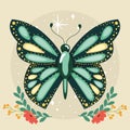 Colored beauty butterfly Cute insect Vector Royalty Free Stock Photo