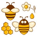Colored bee set. Vector illustration Royalty Free Stock Photo