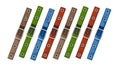 Colored belts - illustration on a white background. item of clothing for trousers or skirts. leather product and metal fastener