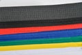 Colored belts in martial arts Royalty Free Stock Photo