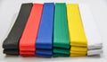 Colored belts in martial arts Royalty Free Stock Photo