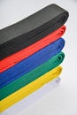 Colored belts in martial arts Royalty Free Stock Photo