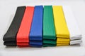 Colored belts in martial arts Royalty Free Stock Photo